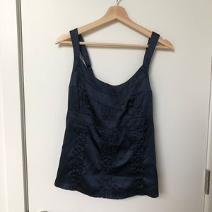 Navy silk corset-style tank